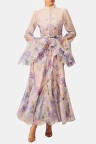 Xyla Women's Maxi Dress | Floral Print with Ruffle Cuffs, Elegant Summer Style 7