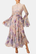 Xyla Women's Maxi Dress | Floral Print with Ruffle Cuffs, Elegant Summer Style 8