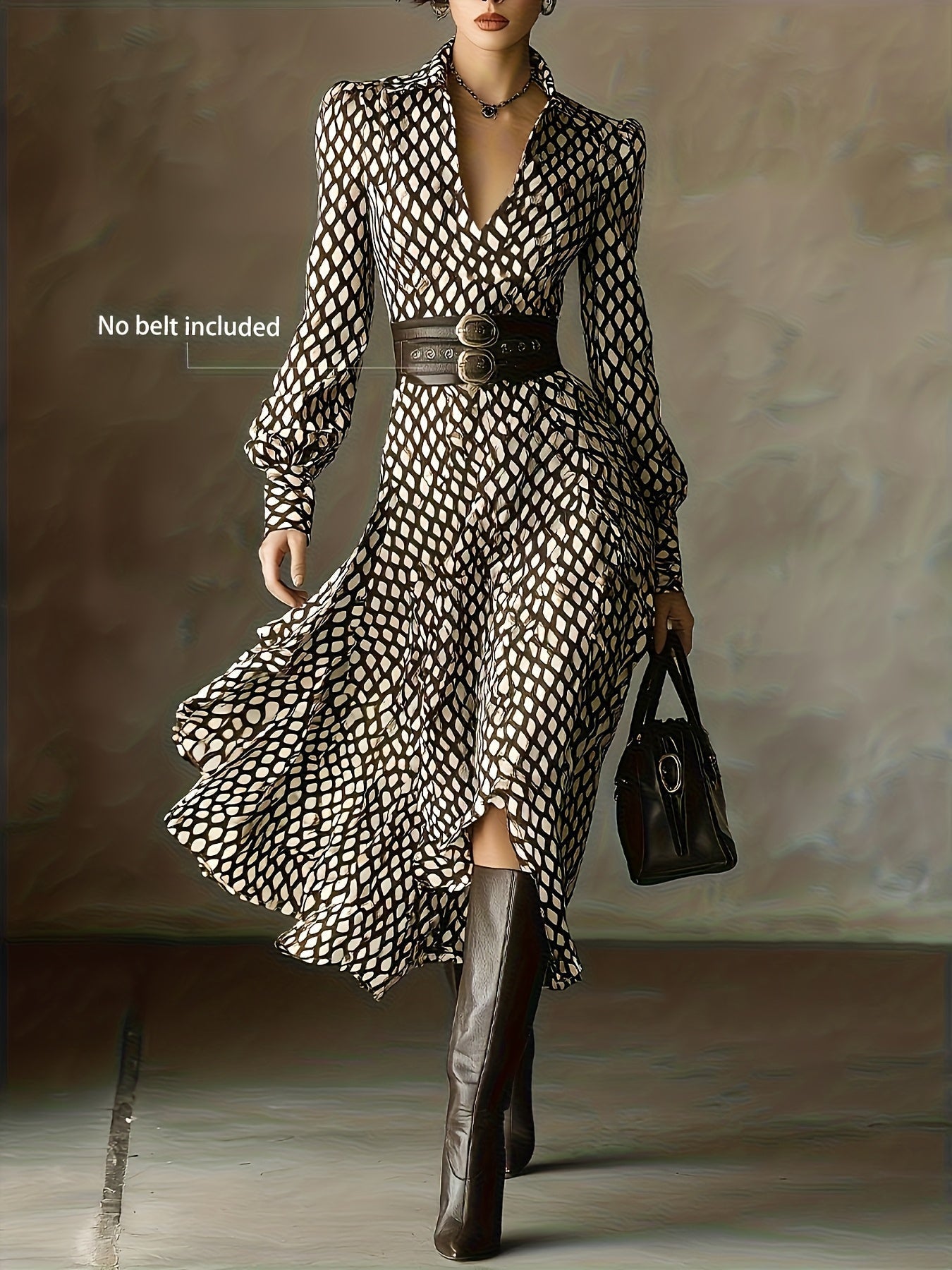 Zara Lizzy Women's Dress | Rhombus Print, Elegant Wedding Guest Dress 2