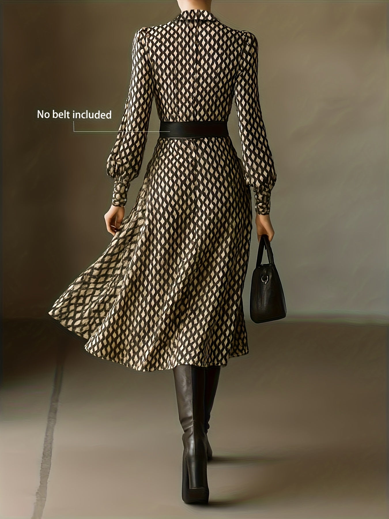 Zara Lizzy Women's Dress | Rhombus Print, Elegant Wedding Guest Dress 3