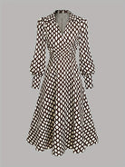 Zara Lizzy Women's Dress | Rhombus Print, Elegant Wedding Guest Dress 4
