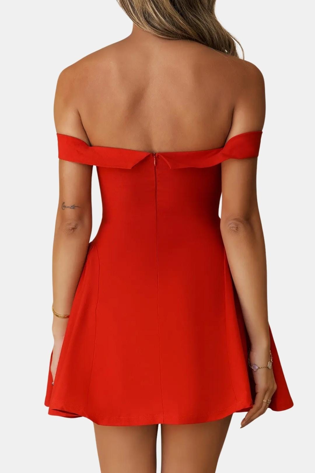 Zariyah Women's Mini Dress | Sculpted Polyester, Off-Shoulder Summer Cocktail 2
