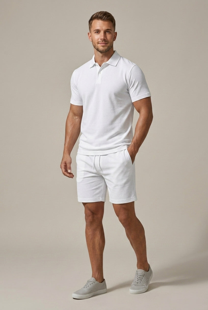 Men's Short Sleeve Shirt & Drawstring Shorts Set