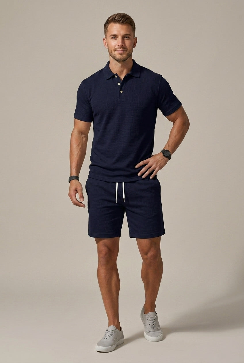 Men's Short Sleeve Shirt & Drawstring Shorts Set