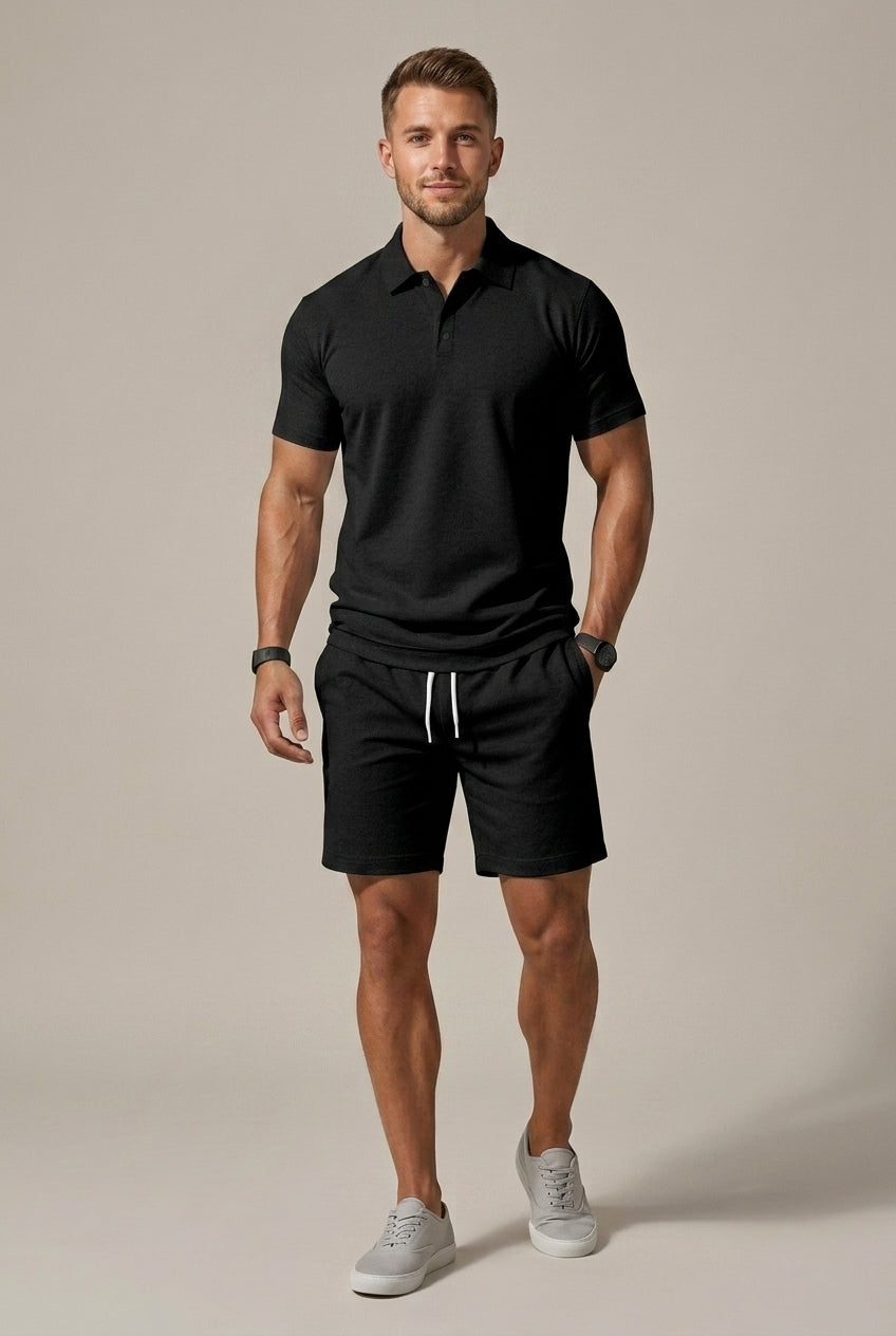 Men's Short Sleeve Shirt & Drawstring Shorts Set
